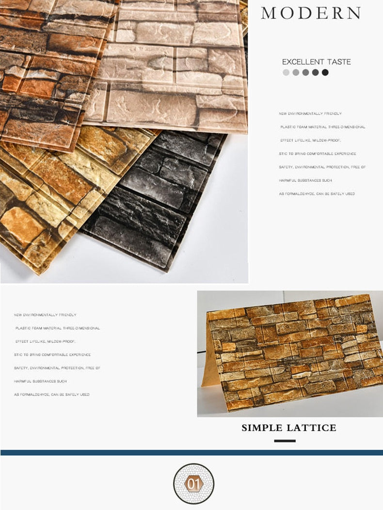 AOAO Walls 2m Long 3D Brick Wall Decor