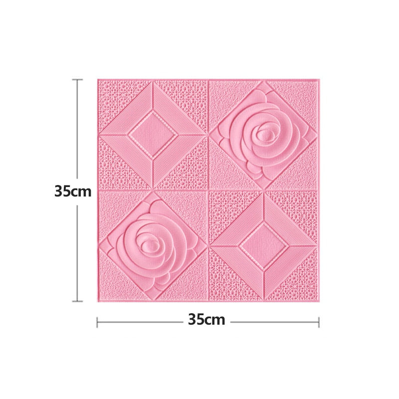 20Pcs Pattern Sticker Wall Panel 3D Foam Wallpaper Bedroom Living Room Decor