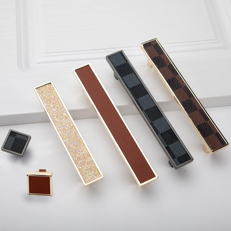 Tommi HandleLight Luxury Leather/Colored Diamond + Zinc