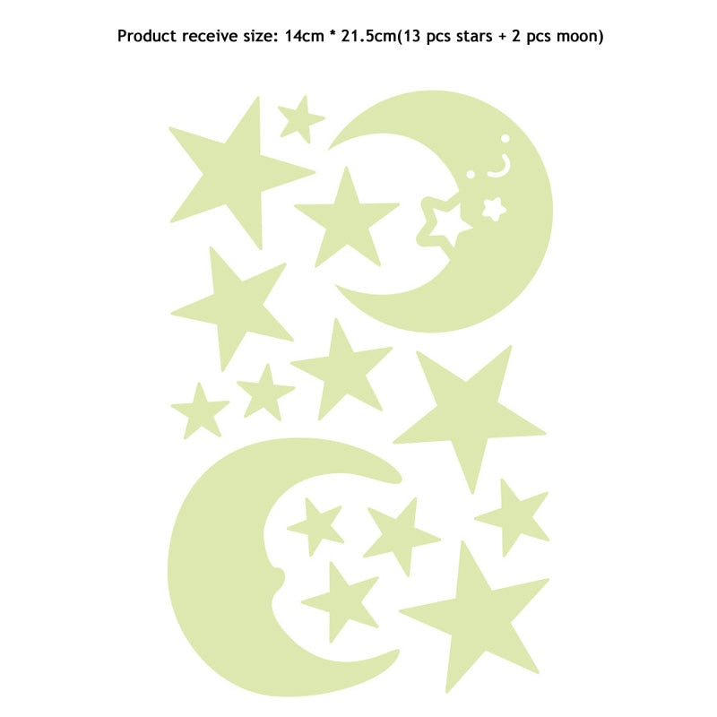 3D Bubble Luminous Stars Moon Dots Wall Stickers For Kids Room Bedroom