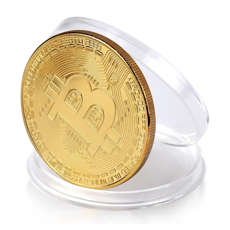 Gold Plated Bitcoin crypto Coin