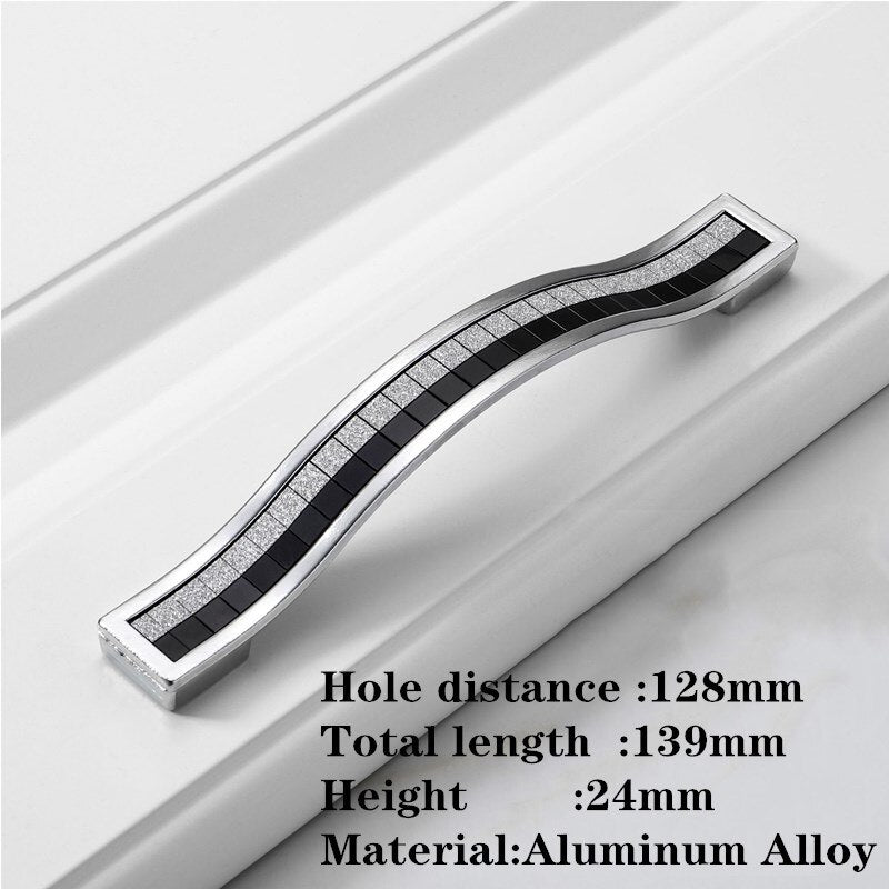 Siva Handle - 1 Pcs Sand Silver Crystal Glass Aluminum Handle