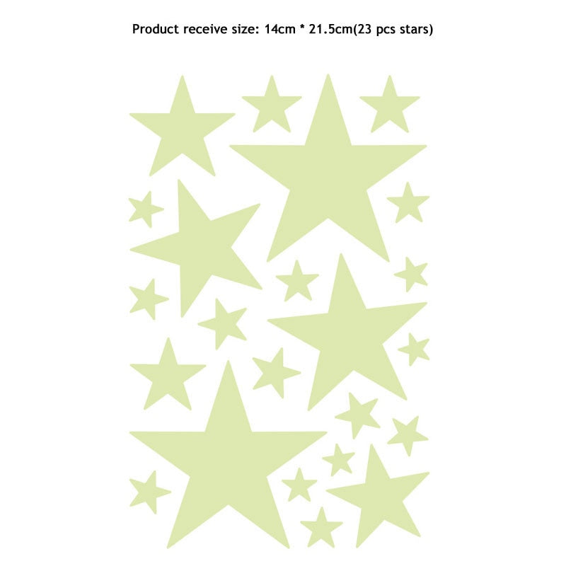 3D Bubble Luminous Stars Moon Dots Wall Stickers For Kids Room Bedroom