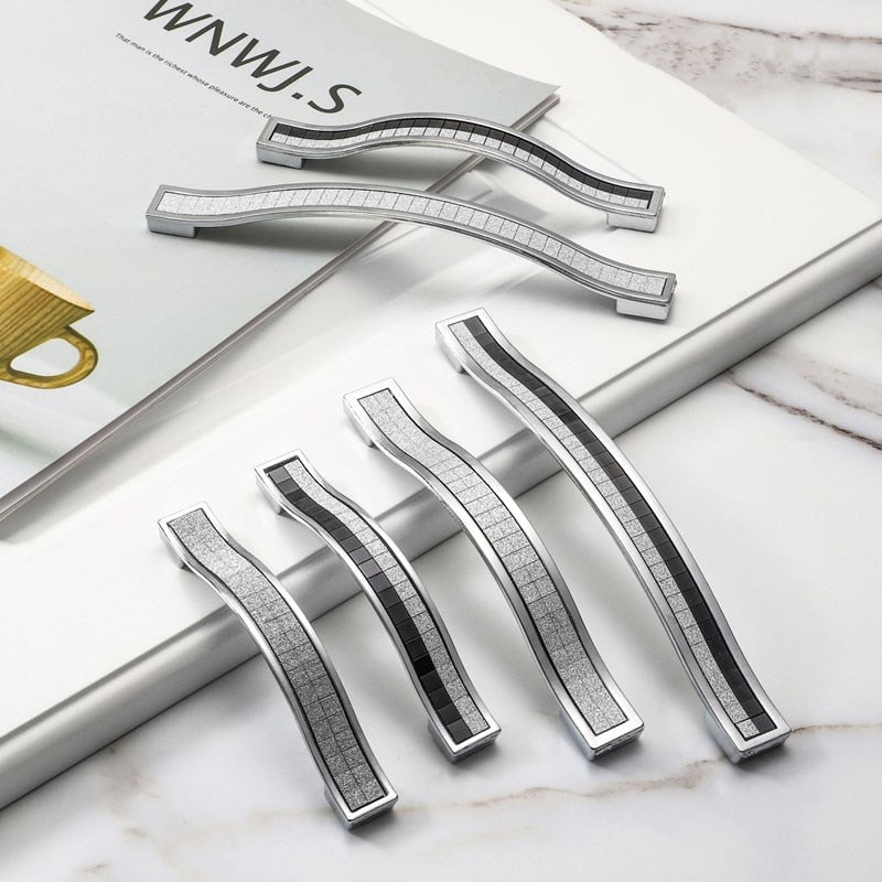 Siva Handle - 1 Pcs Sand Silver Crystal Glass Aluminum Handle