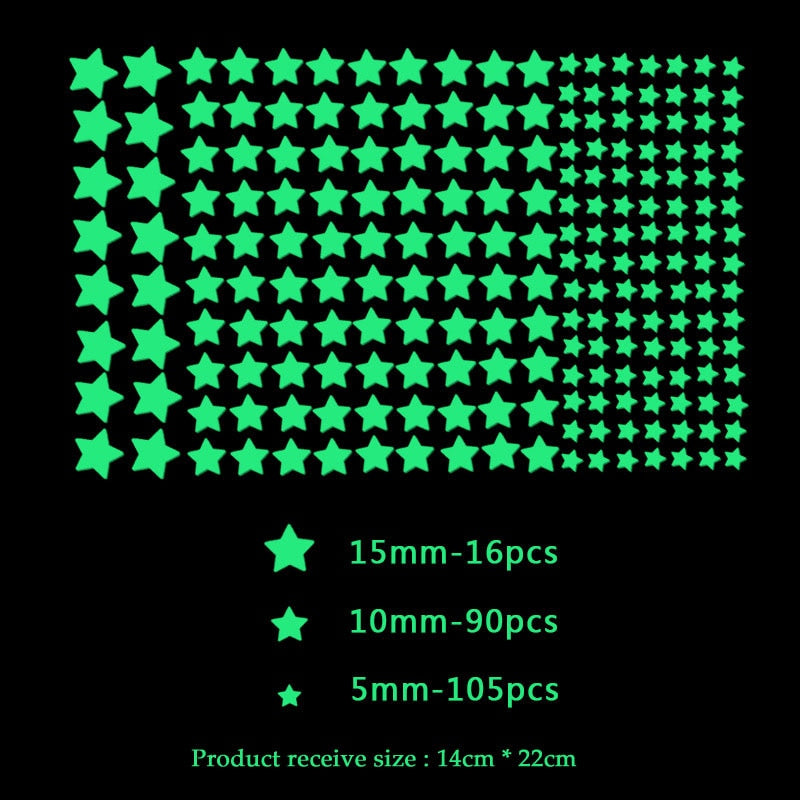 3D Bubble Luminous Stars Moon Dots Wall Stickers For Kids Room Bedroom