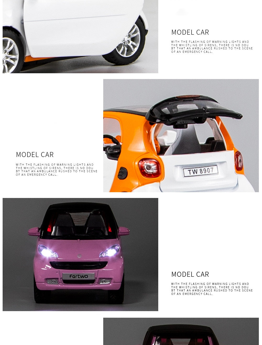 1:24 Simulation Car Smart Fortwo