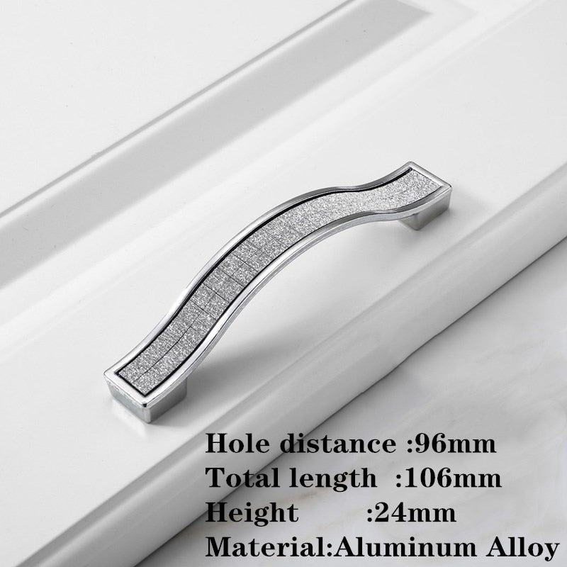 Siva Handle - 1 Pcs Sand Silver Crystal Glass Aluminum Handle