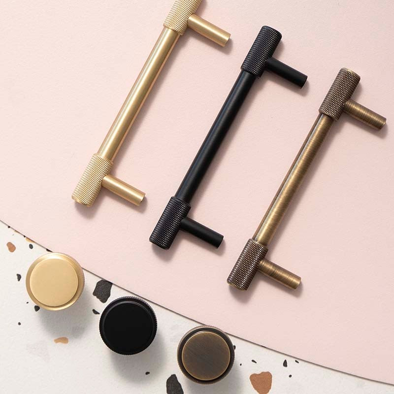 Marena Handle - Satin Brass Knurled luxury