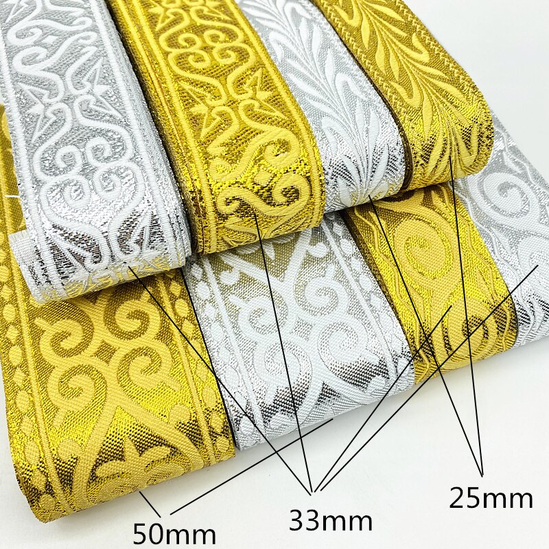7 Yards Gold Silver Vintage Ethnic Embroidery Lace Ribbon