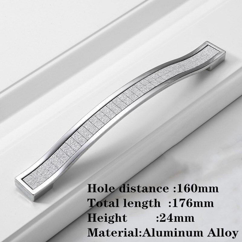 Siva Handle - 1 Pcs Sand Silver Crystal Glass Aluminum Handle