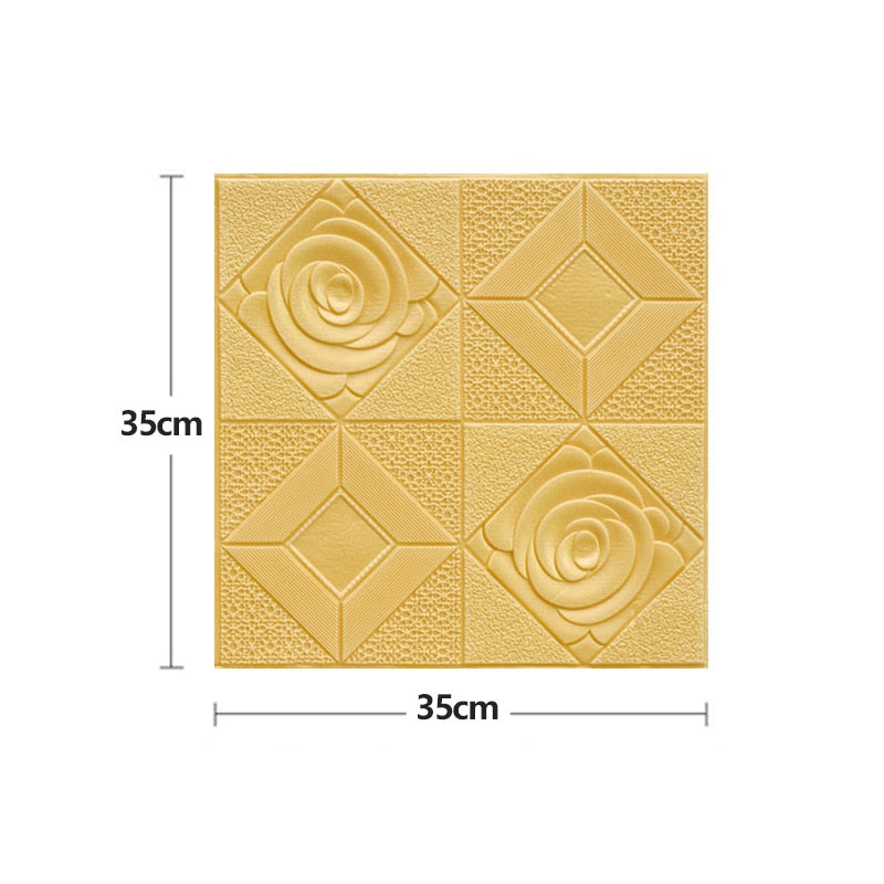 20Pcs Pattern Sticker Wall Panel 3D Foam Wallpaper Bedroom Living Room Decor