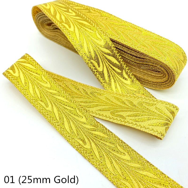 7 Yards Gold Silver Vintage Ethnic Embroidery Lace Ribbon