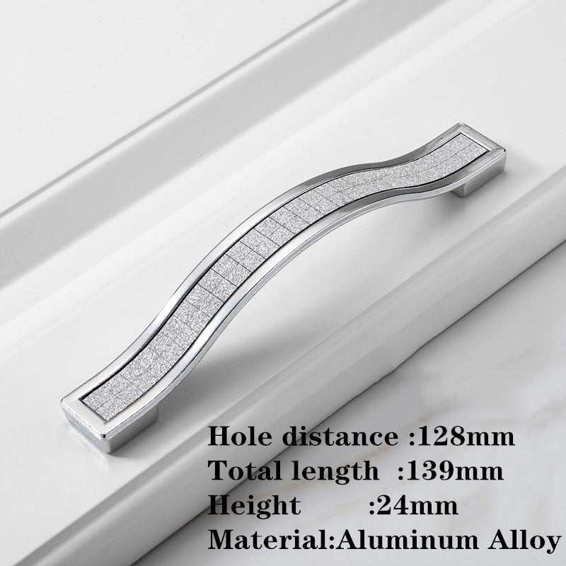 Siva Handle - 1 Pcs Sand Silver Crystal Glass Aluminum Handle