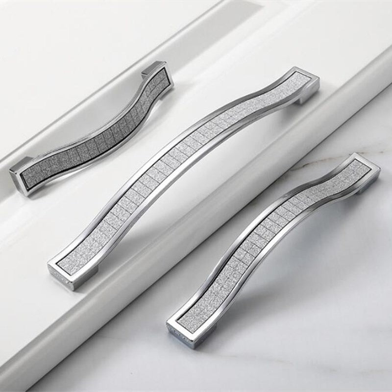 Siva Handle - 1 Pcs Sand Silver Crystal Glass Aluminum Handle