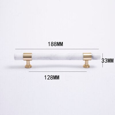 Layla Handle - Natural Marble/Crystal + brass T Handles Luxury