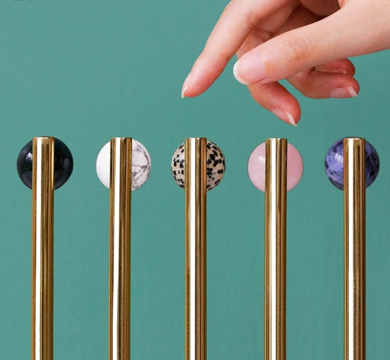 Sofia Handle - Natural marble + Brass Handles Luxury