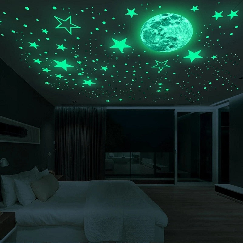 Luminous 3D Stars Dots Wall Sticker for Kids Room Bedroom Home Decoration