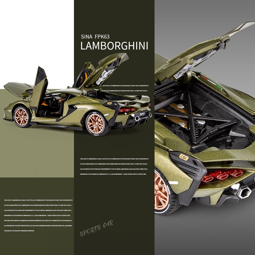 1:24 Simulation Lamborghinis Lightning Sian Alloy Car Model