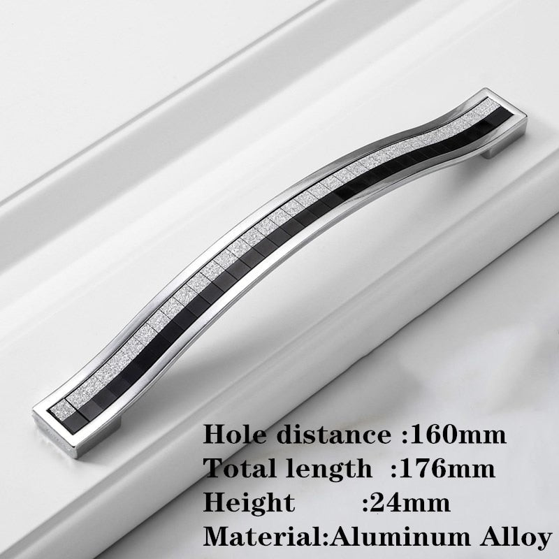 Siva Handle - 1 Pcs Sand Silver Crystal Glass Aluminum Handle