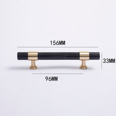 Layla Handle - Natural Marble/Crystal + brass T Handles Luxury