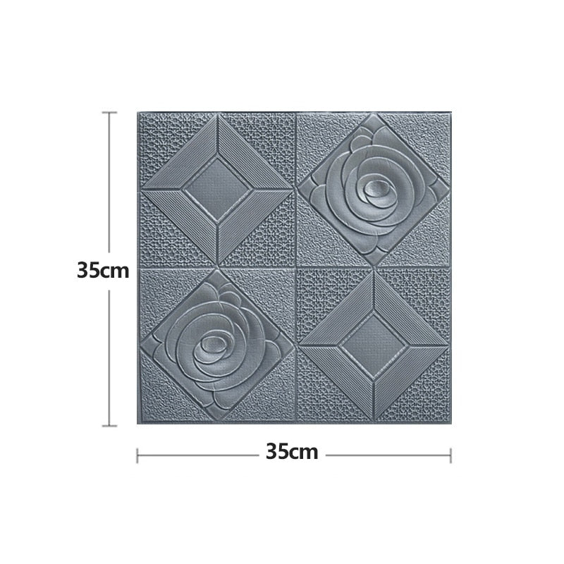 20Pcs Pattern Sticker Wall Panel 3D Foam Wallpaper Bedroom Living Room Decor