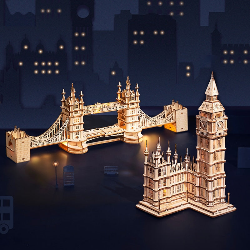 3D Tower Bridge Big Ben Famous Building Wooden Puzzle Game
