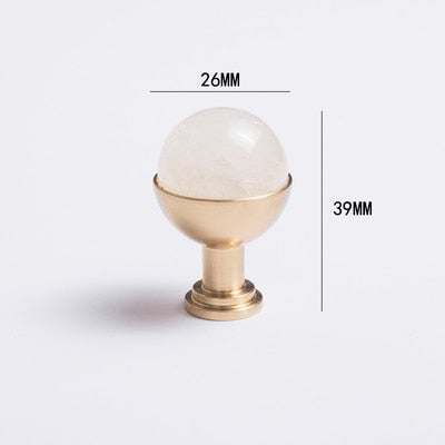 Layla Handle - Natural Marble/Crystal + brass T Handles Luxury