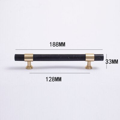 Layla Handle - Natural Marble/Crystal + brass T Handles Luxury