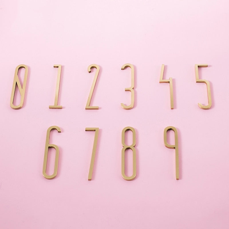 Brass Digits 0-9 For Door Plate House Number Decoration