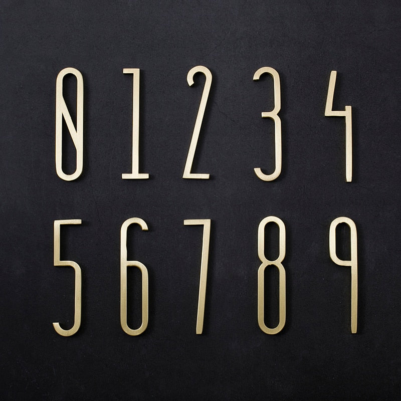 Brass Digits 0-9 For Door Plate House Number Decoration