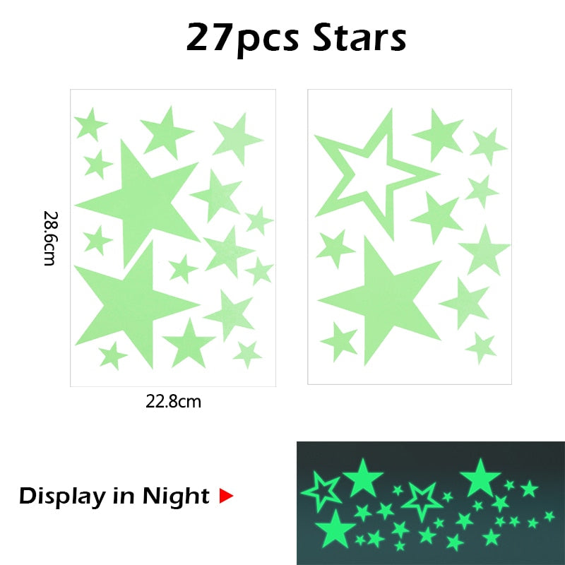 Luminous 3D Stars Dots Wall Sticker for Kids Room Bedroom Home Decoration