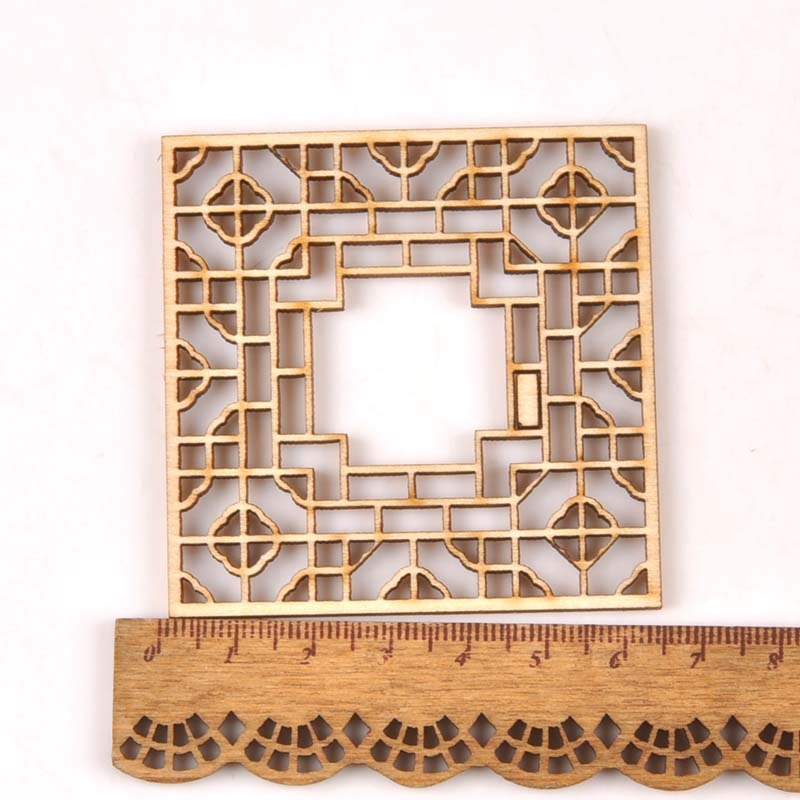 5Pcs/set 70mm Hollow Square Wood Accessories Decorations