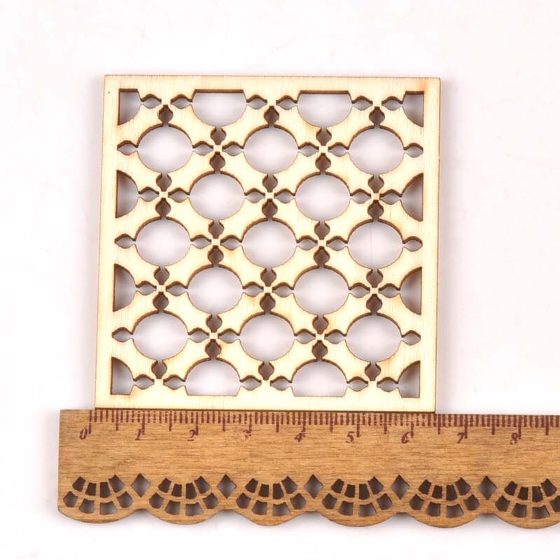 5Pcs/set 70mm Hollow Square Wood Accessories Decorations