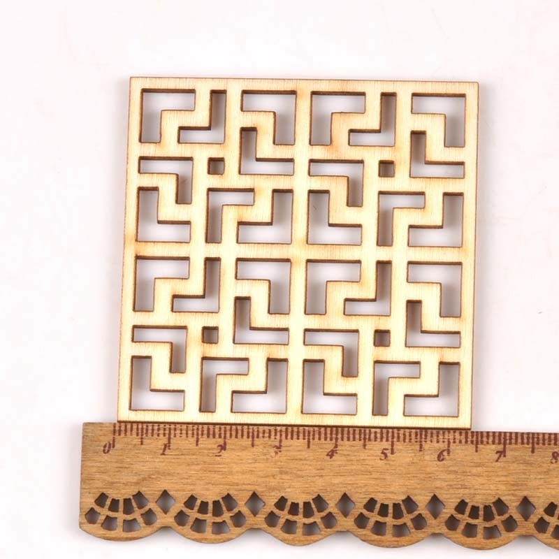 5Pcs/set 70mm Hollow Square Wood Accessories Decorations