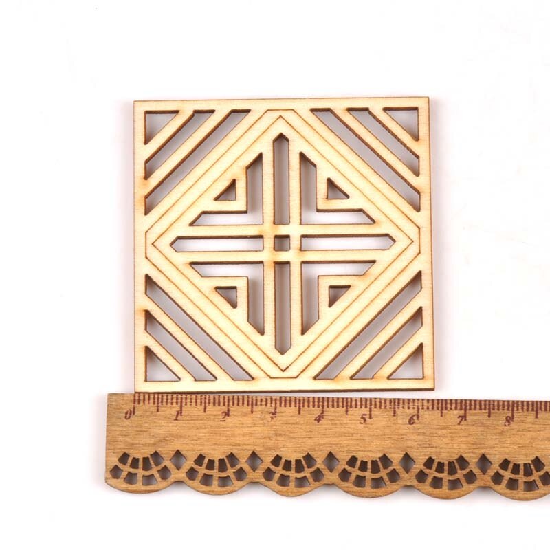 5Pcs/set 70mm Hollow Square Wood Accessories Decorations