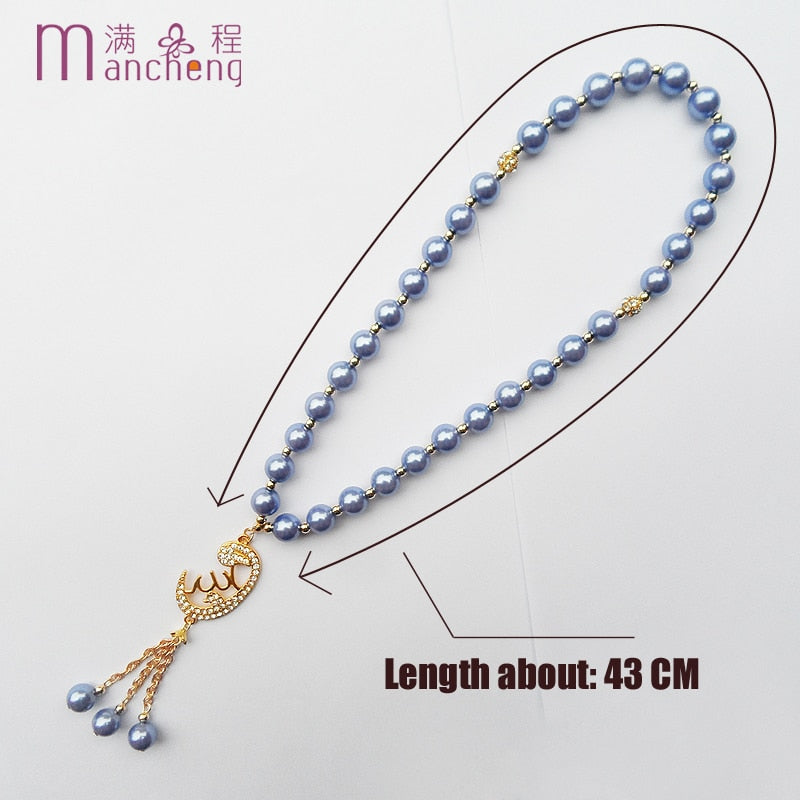 33 beads 2-Layer Sky blue pearl beads bracelet jewelry
