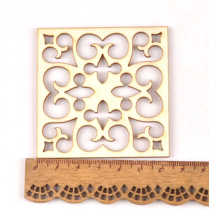 5Pcs/set 70mm Hollow Square Wood Accessories Decorations