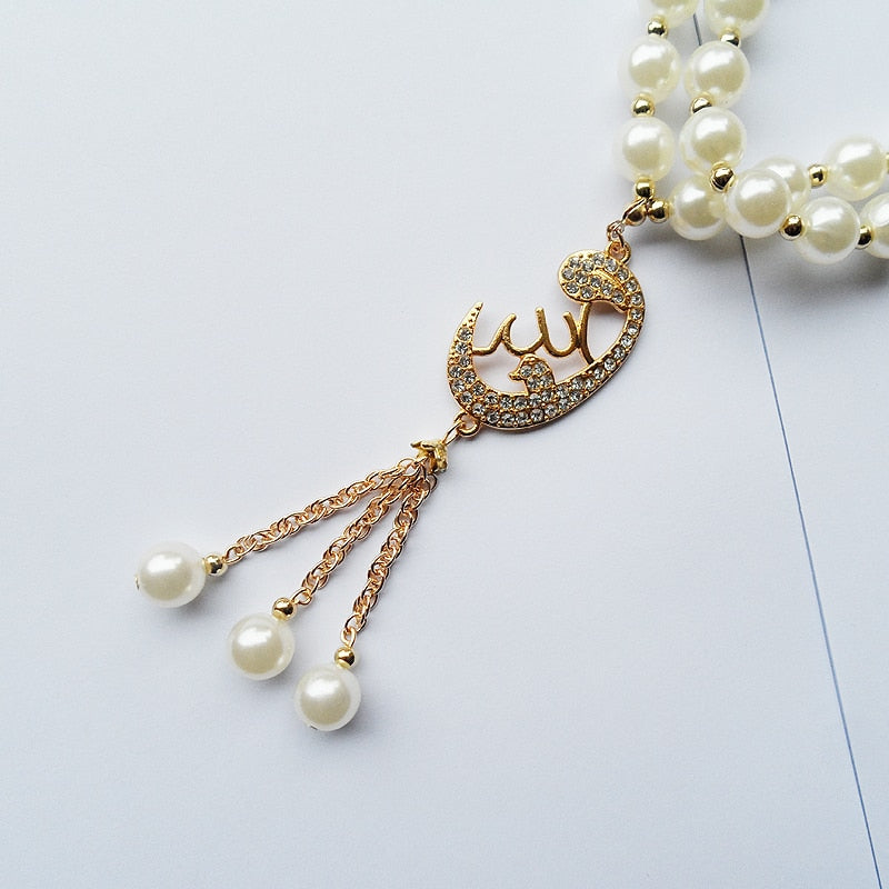 (33PCS) 2-Layer pearl beads Muslim religious pendant friendship bracelet