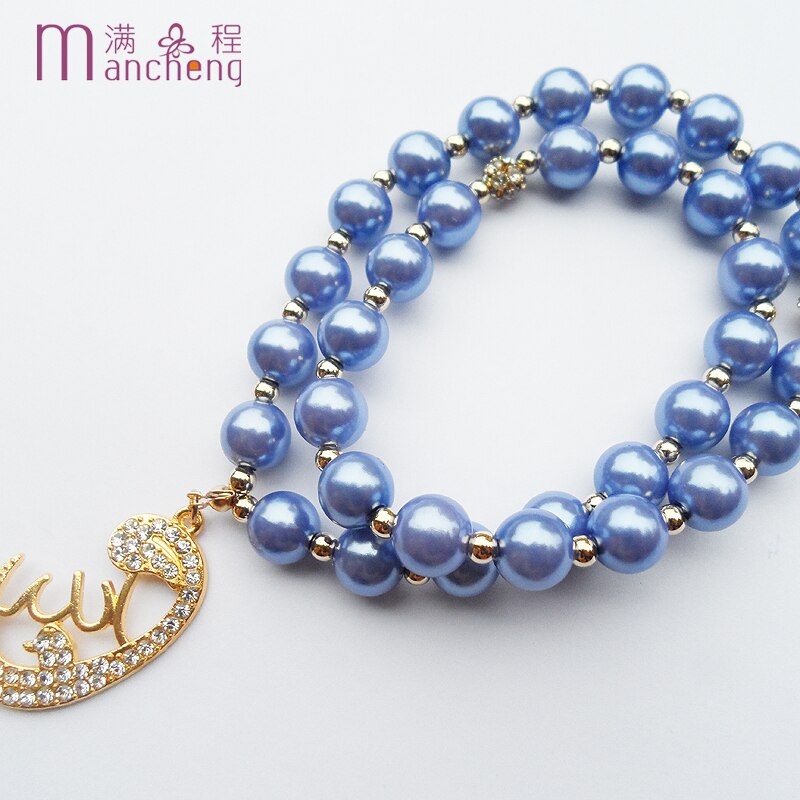 33 beads 2-Layer Sky blue pearl beads bracelet jewelry