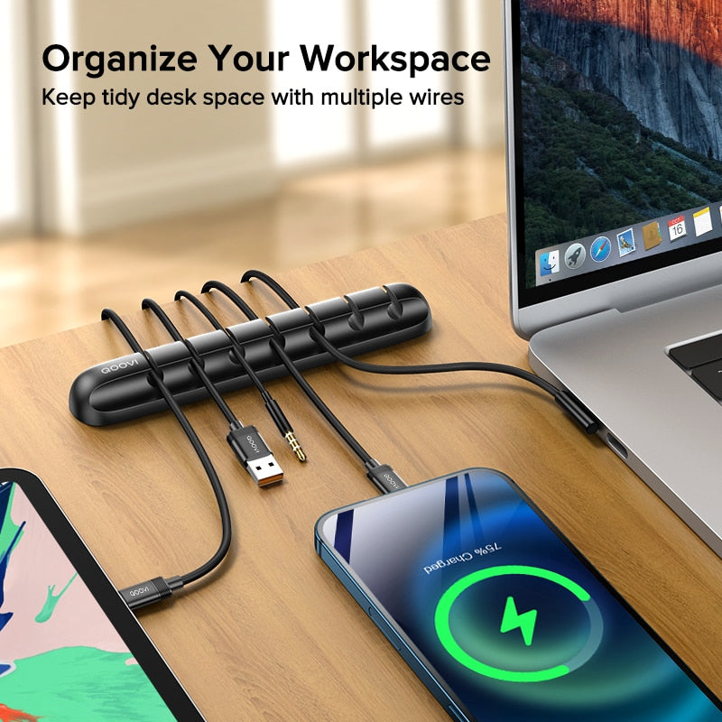 Wire Holder Flexible USB Cable Winder Tidy Silicone Clips For Mouse Keyboard Earphone Protector