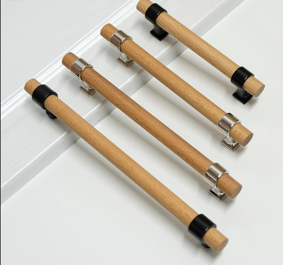 Sally Handle - Various Sizes /Nordic Style Real Wood Zinc Alloy Handle