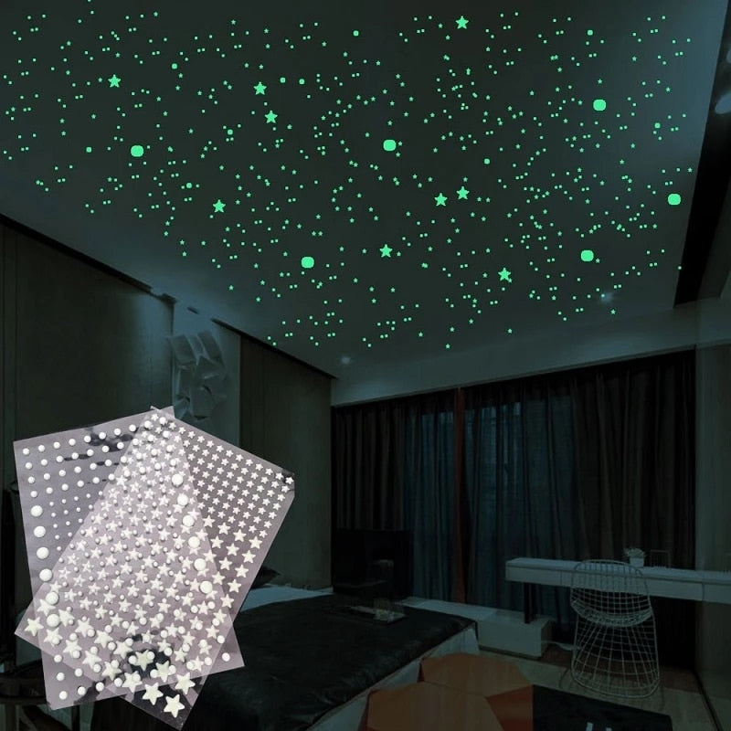 Luminous 3D Stars Dots Wall Sticker for Kids Room Bedroom Home Decoration