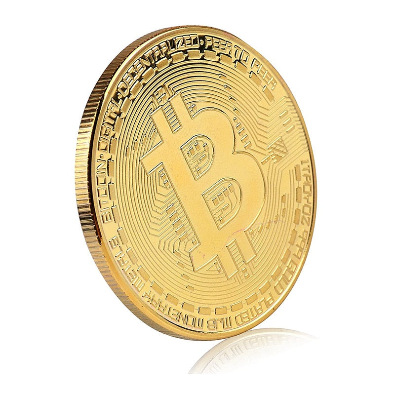 Gold Plated Bitcoin crypto Coin