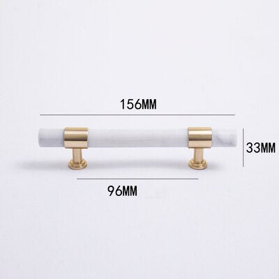 Layla Handle - Natural Marble/Crystal + brass T Handles Luxury