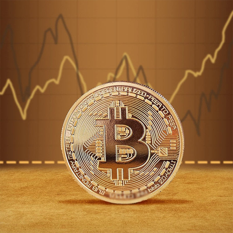 Gold Plated Bitcoin crypto Coin
