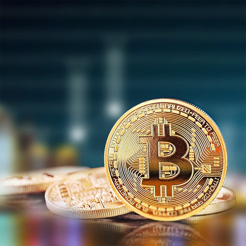 Gold Plated Bitcoin crypto Coin