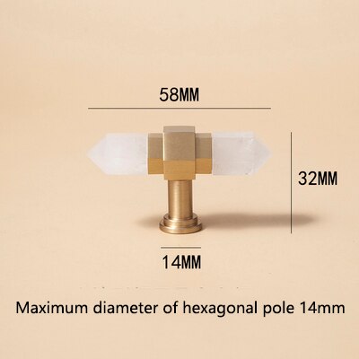 Luver Handle - Natural crystal+ Solid brass Handles Luxury