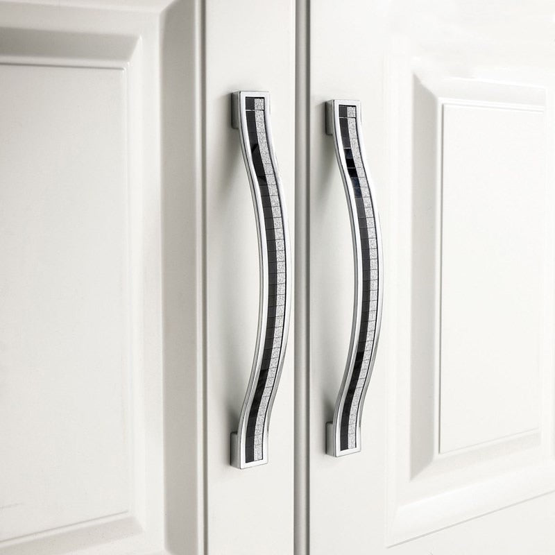 Siva Handle - 1 Pcs Sand Silver Crystal Glass Aluminum Handle