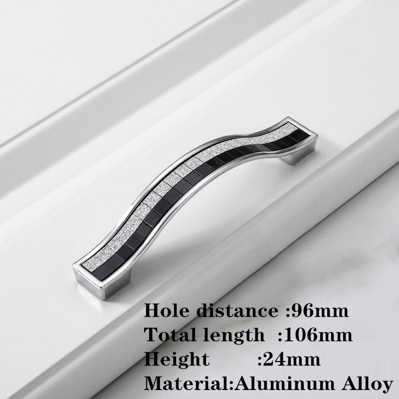 Siva Handle - 1 Pcs Sand Silver Crystal Glass Aluminum Handle