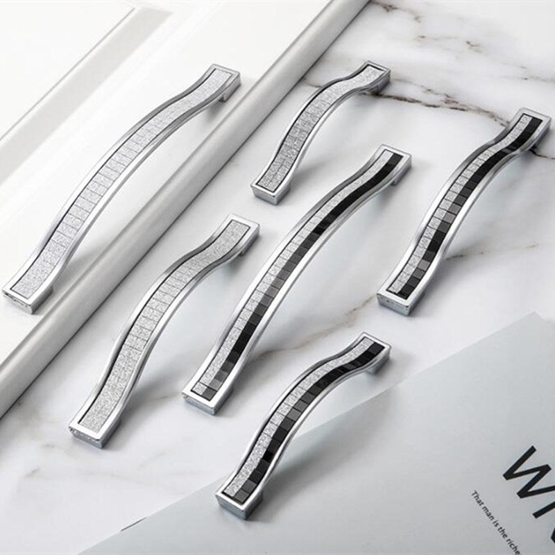 Siva Handle - 1 Pcs Sand Silver Crystal Glass Aluminum Handle